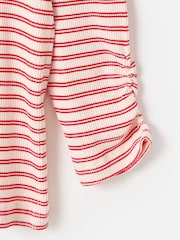 Oliver Bonas Red Striped Square Neck Ribbed Top - Image 7 of 8