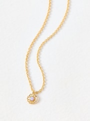 Oliver Bonas Gold Plated Dahlia Opalite Flower Charm Pendant Necklace - Image 1 of 3