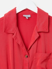 Oliver Bonas Red Collared Zip Up Short Sleeve Jumpsuit - Image 3 of 6