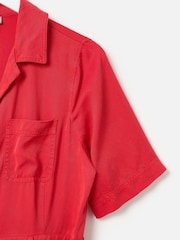 Oliver Bonas Red Collared Zip Up Short Sleeve Jumpsuit - Image 4 of 6