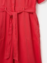 Oliver Bonas Red Collared Zip Up Short Sleeve Jumpsuit - Image 5 of 6