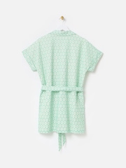 Oliver Bonas Green Floral Broderie Mini Shirt Dress - Image 2 of 5