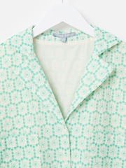 Oliver Bonas Green Floral Broderie Mini Shirt Dress - Image 3 of 5