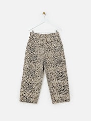Oliver Bonas Brown 100% Cotton Leopard Print Scalloped Pocket Cropped Wide Leg Jeans - Image 3 of 7