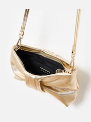 Oliver Bonas Gold Metallic Bow Clutch Bag - Image 5 of 6