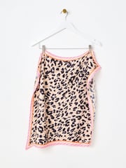 Oliver Bonas Black Leopard Print Pleated Square Scarf - Image 1 of 5