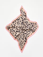Oliver Bonas Black Leopard Print Pleated Square Scarf - Image 3 of 5