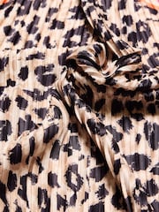 Oliver Bonas Black Leopard Print Pleated Square Scarf - Image 4 of 5