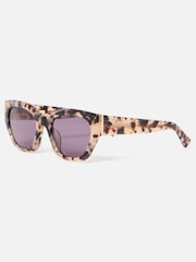 Oliver Bonas Brown Milky Faux Tortoiseshell Angled Cat Eye Acetate Sunglasses - Image 2 of 6