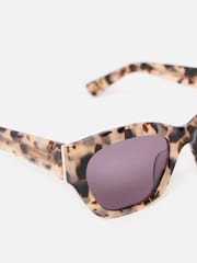 Oliver Bonas Brown Milky Faux Tortoiseshell Angled Cat Eye Acetate Sunglasses - Image 4 of 6