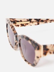 Oliver Bonas Brown Milky Faux Tortoiseshell Angled Cat Eye Acetate Sunglasses - Image 5 of 6