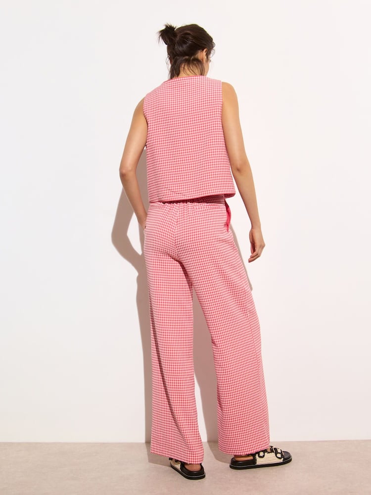 Oliver Bonas Red Gingham Wide Leg Trousers - Image 2 of 8