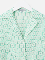 Oliver Bonas Green 100% Cotton Floral Broderie Boxy Shirt - Image 6 of 8