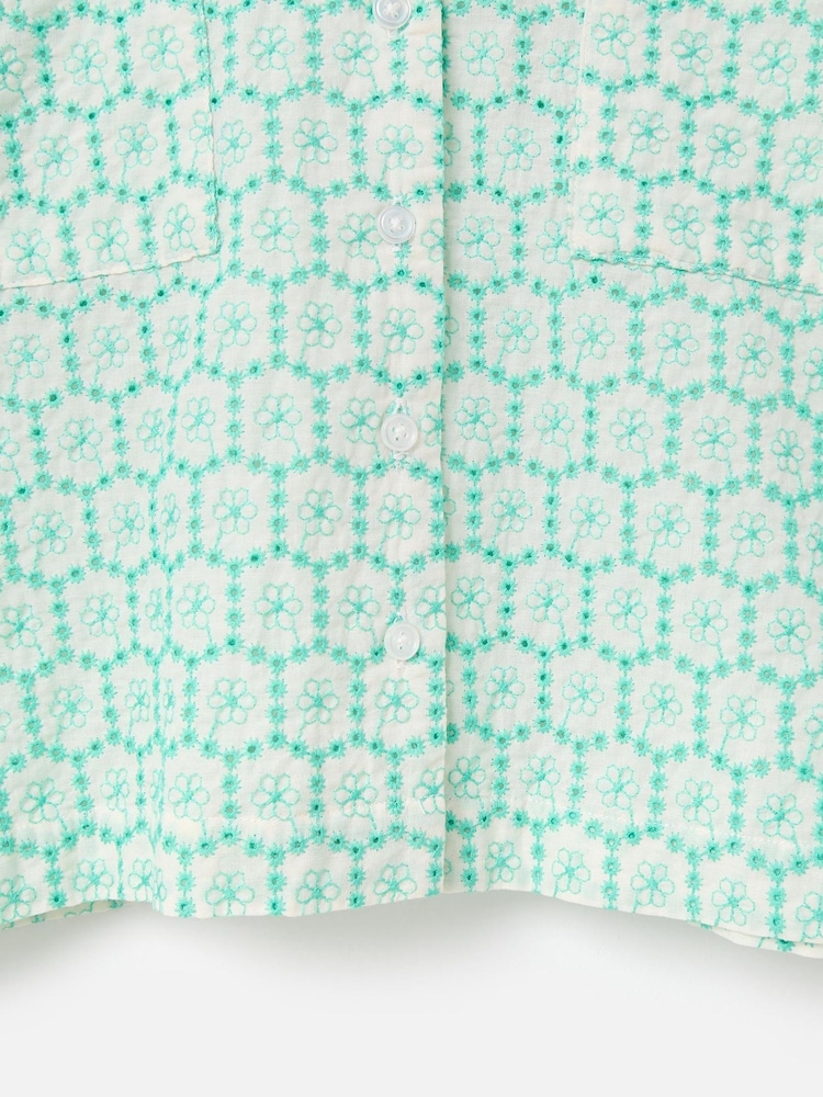 Oliver Bonas Green 100% Cotton Floral Broderie Boxy Shirt - Image 8 of 8 Oliver Bonas Green 100% Cotton Floral Broderie Boxy Shirt - Image 8 of 8