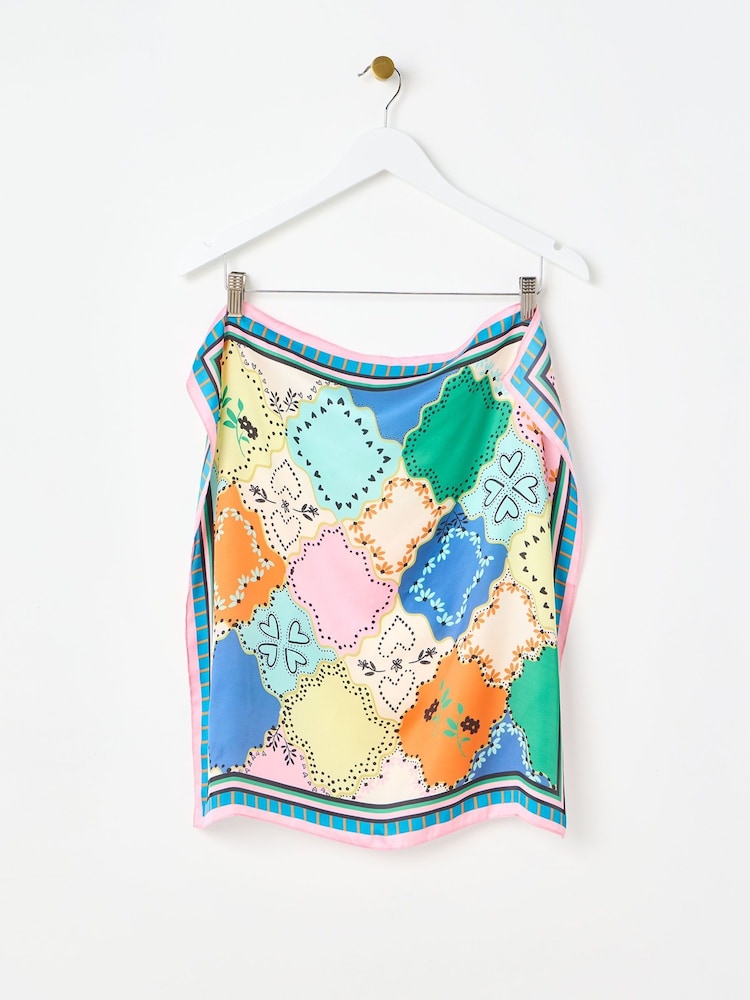 Oliver Bonas Multi Multicoloured Patched Tile Square Scarf - Image 1 of 5