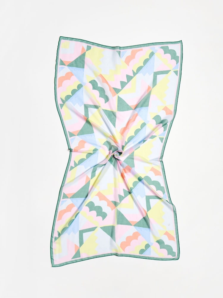 Oliver Bonas Pastel Abstract Shapes Lightweight Scarf - Image 2 of 4