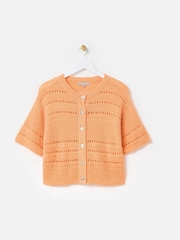 Oliver Bonas Orange Pointelle Short Sleeve Cardigan - Image 4 of 8