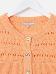 Oliver Bonas Orange Pointelle Short Sleeve Cardigan - Image 6 of 8