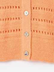 Oliver Bonas Orange Pointelle Short Sleeve Cardigan - Image 8 of 8