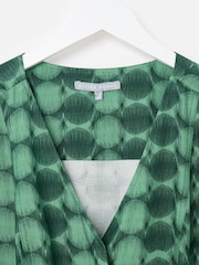 Oliver Bonas Green Geometric Circle V-Neck Tie Waist Jumpsuit - Image 3 of 5