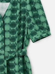 Oliver Bonas Green Geometric Circle V-Neck Tie Waist Jumpsuit - Image 4 of 5