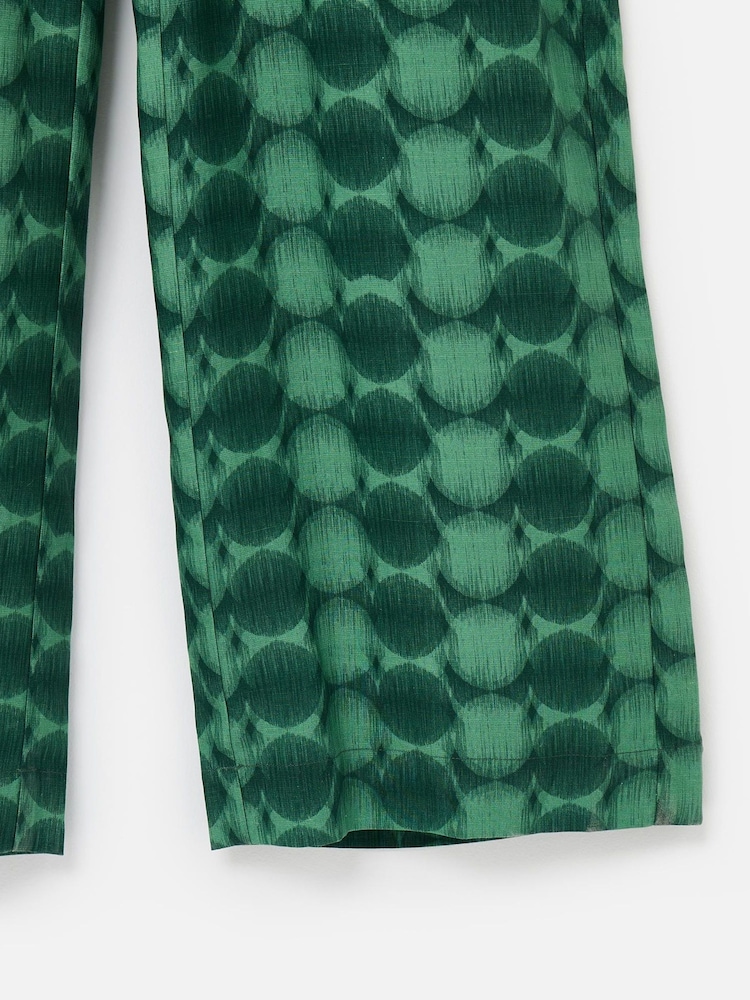 Oliver Bonas Green Geometric Circle V-Neck Tie Waist Jumpsuit - Image 5 of 5