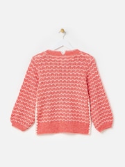 Oliver Bonas Red Wavy Stripe Crew Neck Knitted Jumper - Image 2 of 5