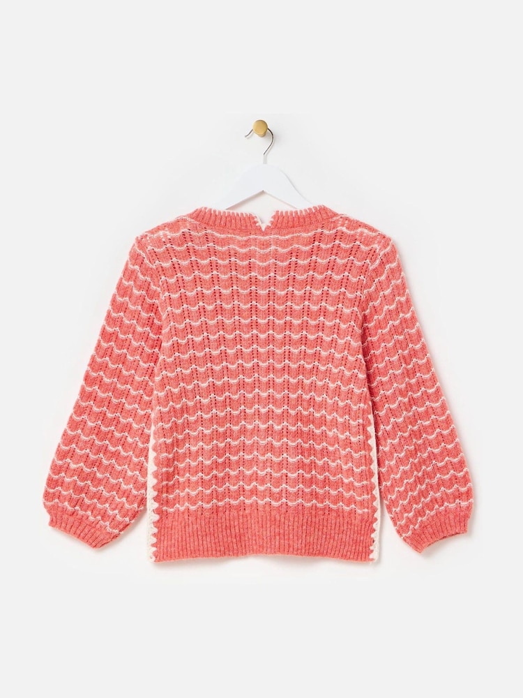 Oliver Bonas Red Wavy Stripe Crew Neck Knitted Jumper - Image 2 of 5