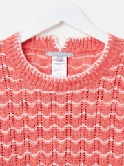 Oliver Bonas Red Wavy Stripe Crew Neck Knitted Jumper - Image 3 of 5