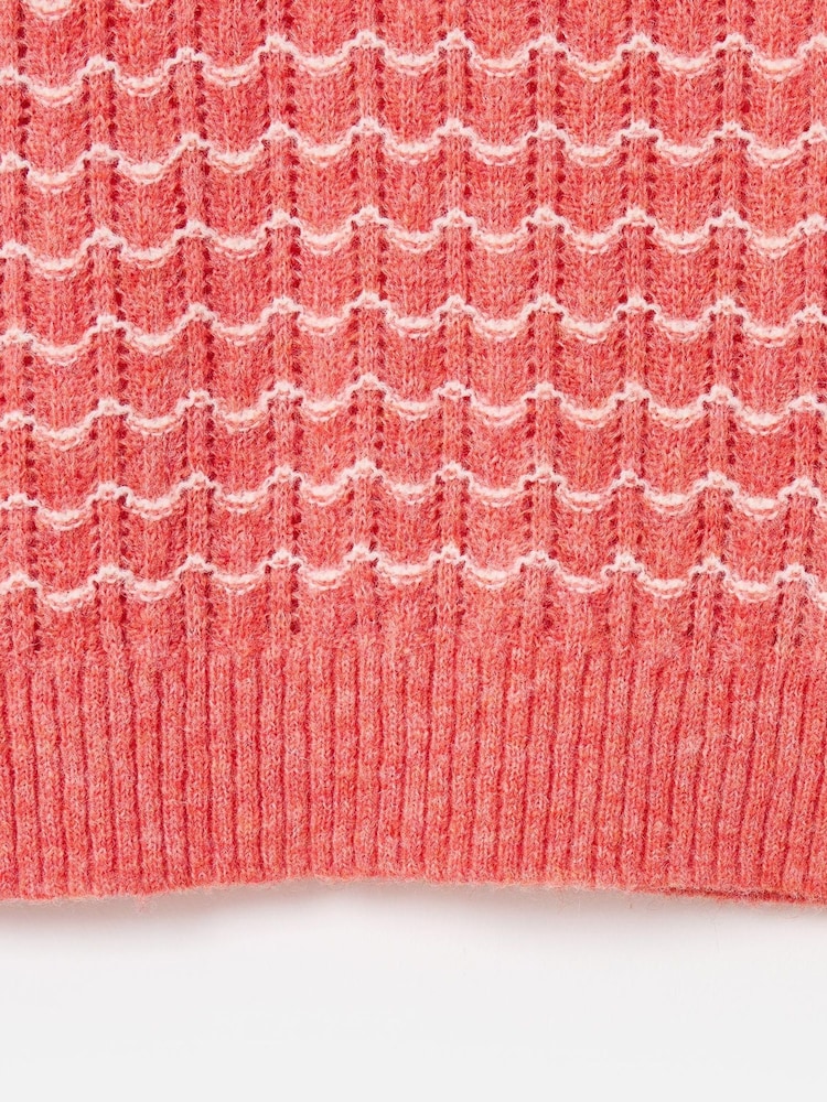 Oliver Bonas Red Wavy Stripe Crew Neck Knitted Jumper - Image 5 of 5