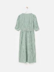 Oliver Bonas Green Gingham V-Neck Midi Dress - Image 4 of 7