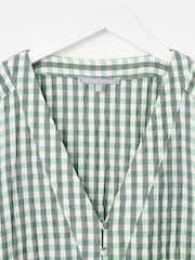 Oliver Bonas Green Gingham V-Neck Midi Dress - Image 5 of 7