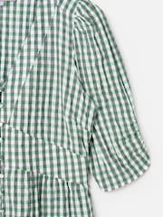 Oliver Bonas Green Gingham V-Neck Midi Dress - Image 6 of 7