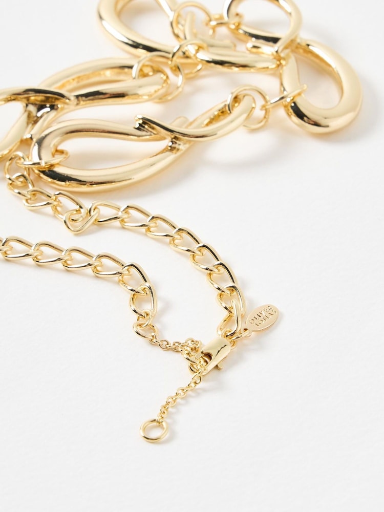 Oliver Bonas Gold Tone Spencer Chunky Collar Necklace - Image 3 of 3
