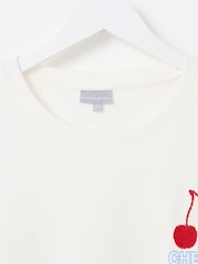 Oliver Bonas White Cherry On Top 100% Cotton T-Shirt - Image 3 of 5