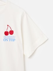 Oliver Bonas White Cherry On Top 100% Cotton T-Shirt - Image 4 of 5