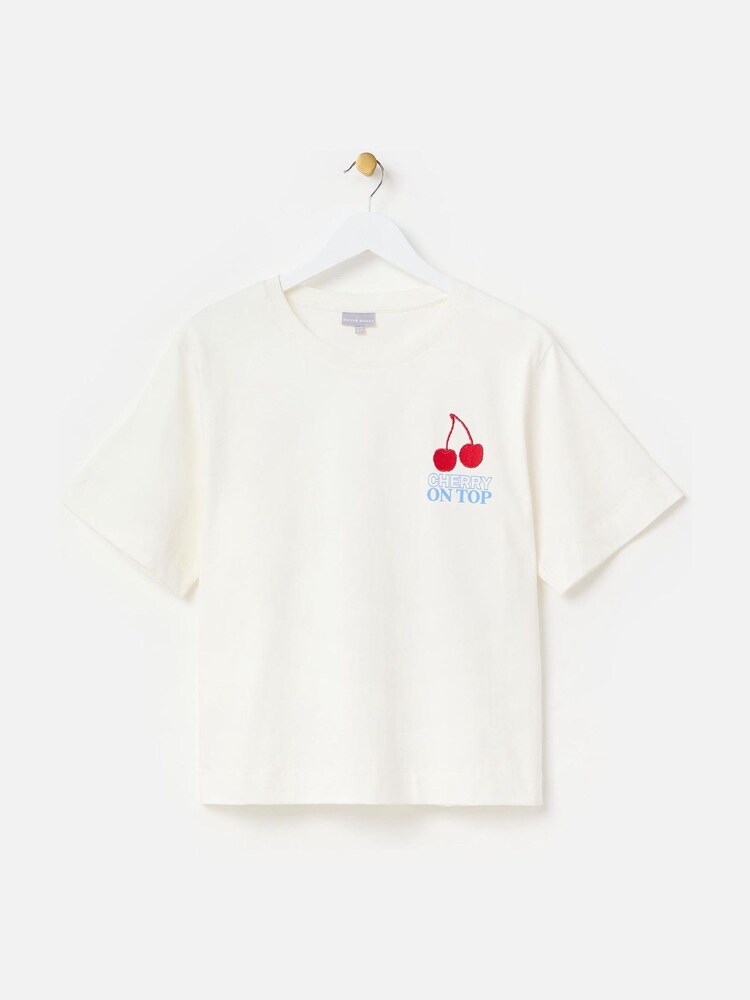 Oliver Bonas White Cherry On Top 100% Cotton T-Shirt - Image 4 of 5