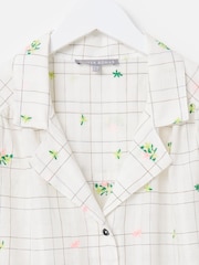 Oliver Bonas White Metallic Checked Flower Print Embroidered Blouse - Image 6 of 8