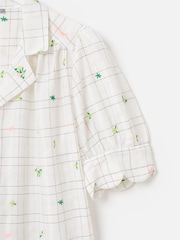Oliver Bonas White Metallic Checked Flower Print Embroidered Blouse - Image 7 of 8