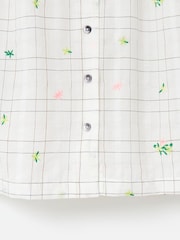 Oliver Bonas White Metallic Checked Flower Print Embroidered Blouse - Image 8 of 8