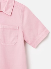 Oliver Bonas Pink 100% Cotton Washed  Denim Quarter Zip Mini Dress - Image 7 of 8