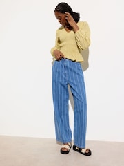 Oliver Bonas Yellow Checked Shirred V-Neck Top - Image 2 of 8