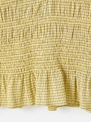 Oliver Bonas Yellow Checked Shirred V-Neck Top - Image 8 of 8