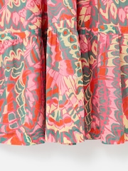 Oliver Bonas Pink Abstract Tiered Midi Dress - Image 5 of 6