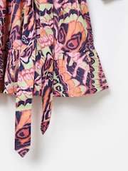 Oliver Bonas Pink Abstract Tiered Midi Dress - Image 6 of 6