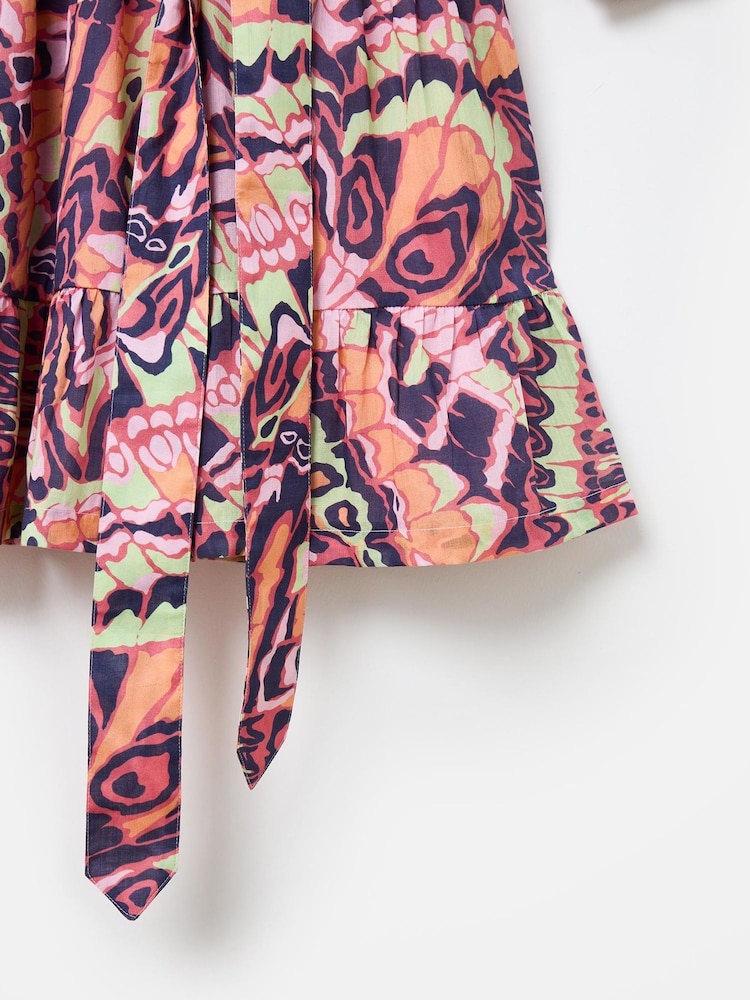 Oliver Bonas Pink Abstract Tiered Midi Dress - Image 6 of 6