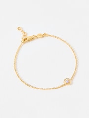 Oliver Bonas Gold Plated Dahlia Opalite Flower Charm Chain Bracelet - Image 1 of 3