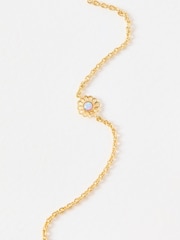 Oliver Bonas Gold Plated Dahlia Opalite Flower Charm Chain Bracelet - Image 2 of 3
