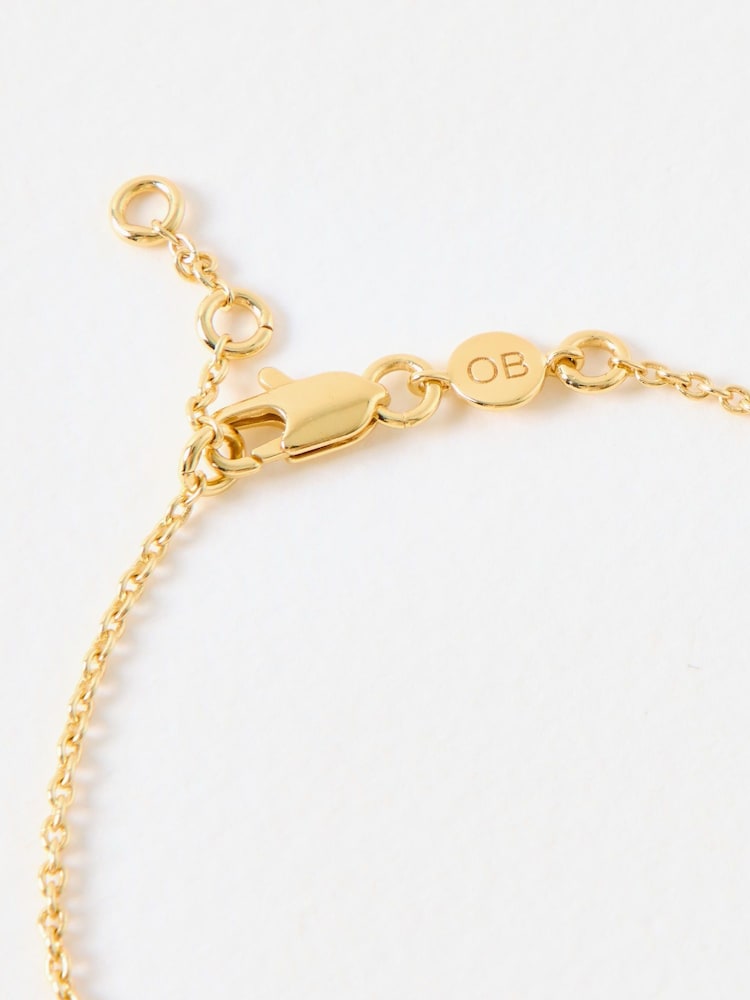 Oliver Bonas Gold Plated Dahlia Opalite Flower Charm Chain Bracelet - Image 3 of 3