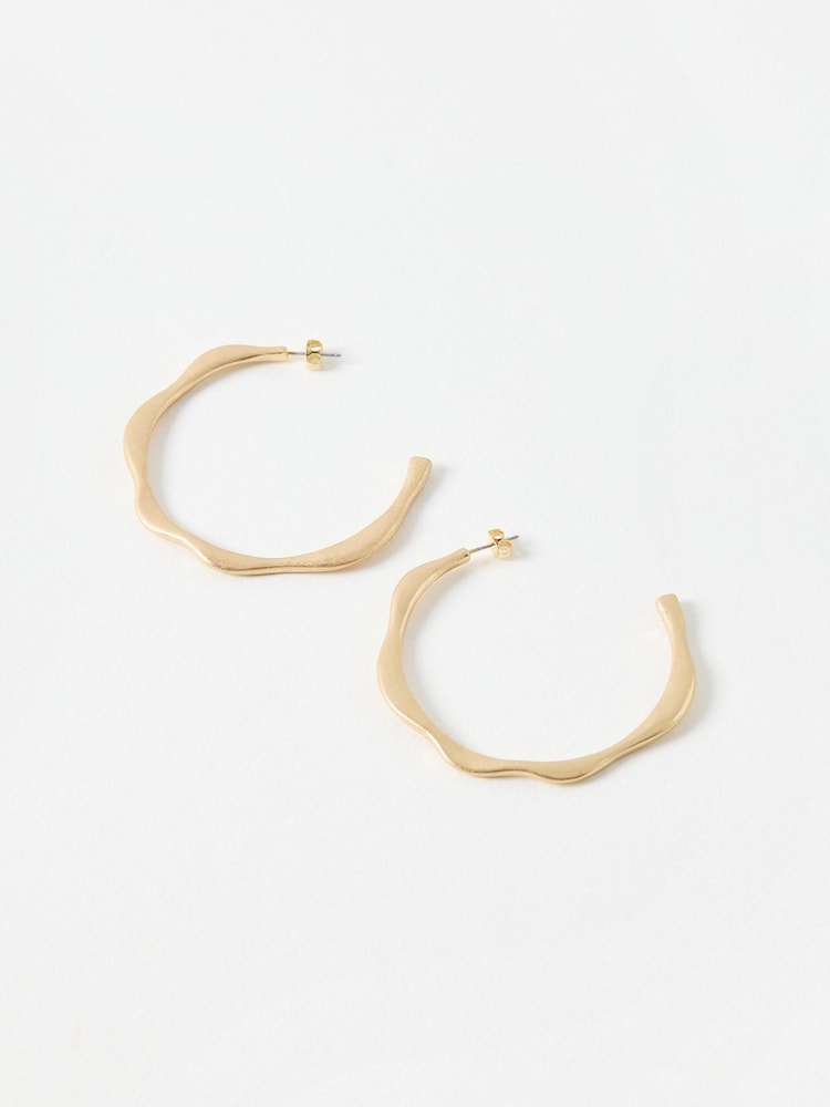 Oliver Bonas Gold Tone Large Noa Scalloped Earrings - Image 1 of 4 Oliver Bonas Gold Tone Large Noa Scalloped Earrings - Image 1 of 4